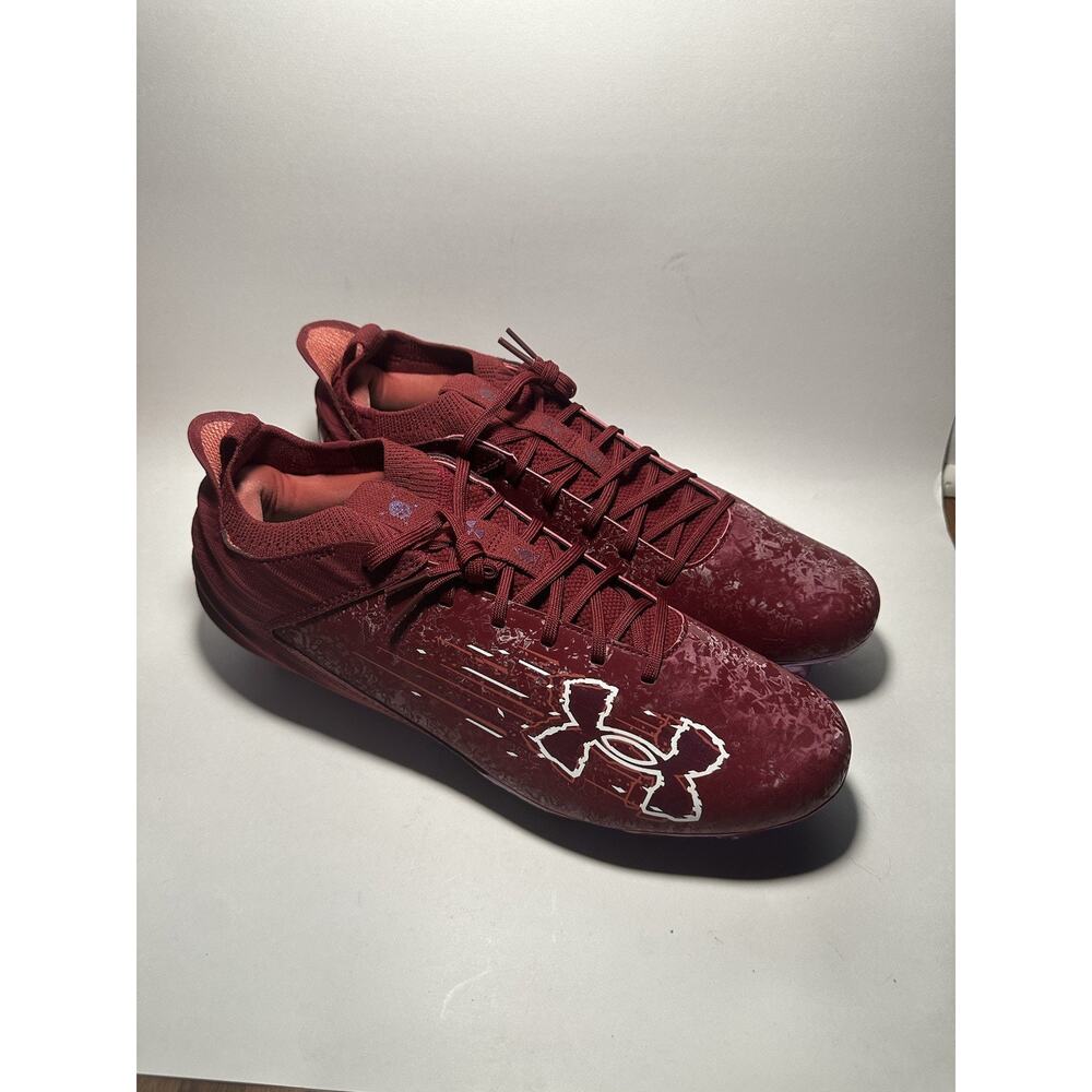 Under Armour Blur Smoke 2.0 MC Suede Mens Size 14 Football Cleats Maroon NEW